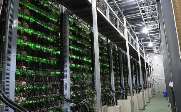 A bustling mining farm hosting various rigs, highlighting the organized environment for efficient crypto extraction