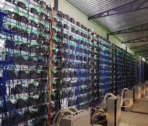 Expansive mining farm integrating wind turbines for sustainable operations